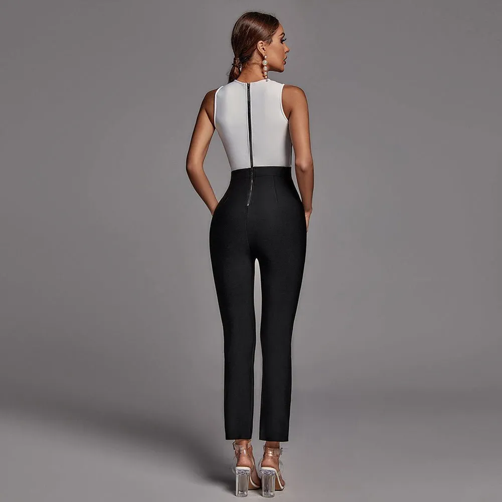 Chanel Jumpsuit- White and Black mesh like corset