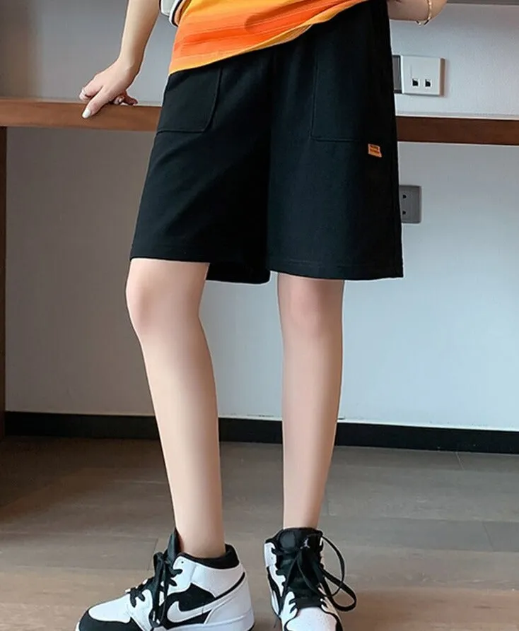 Wjczt Sport Casual Shorts for Women Summer Loose Boyfriends Korean Shorts High Waist Thin Wide Leg Straight Short Pants Female